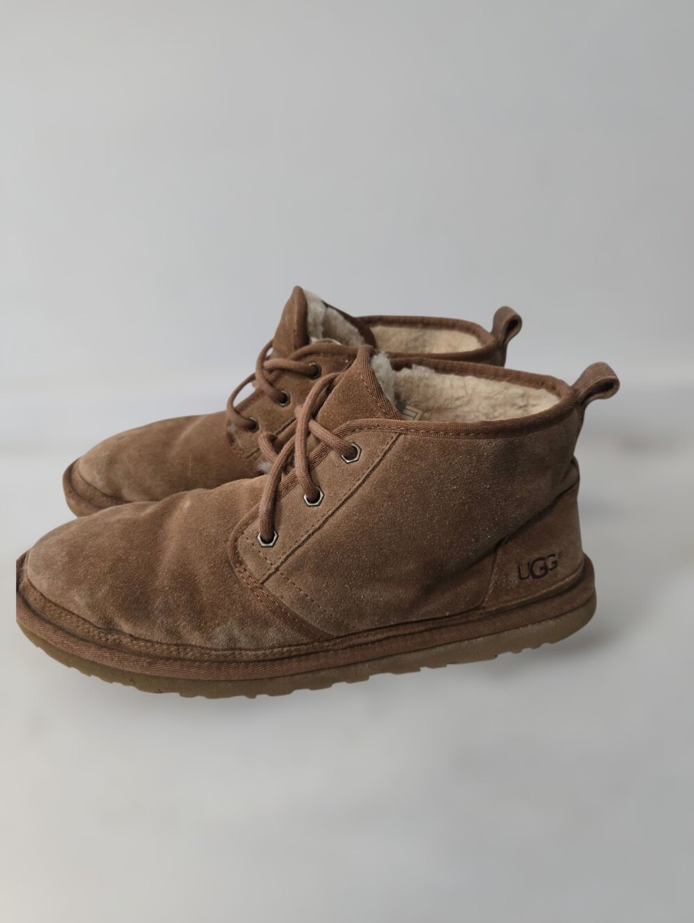 UGG Neumel Brown Suede Men's Lace Ankle Chukka Boots Wool Blend Lined